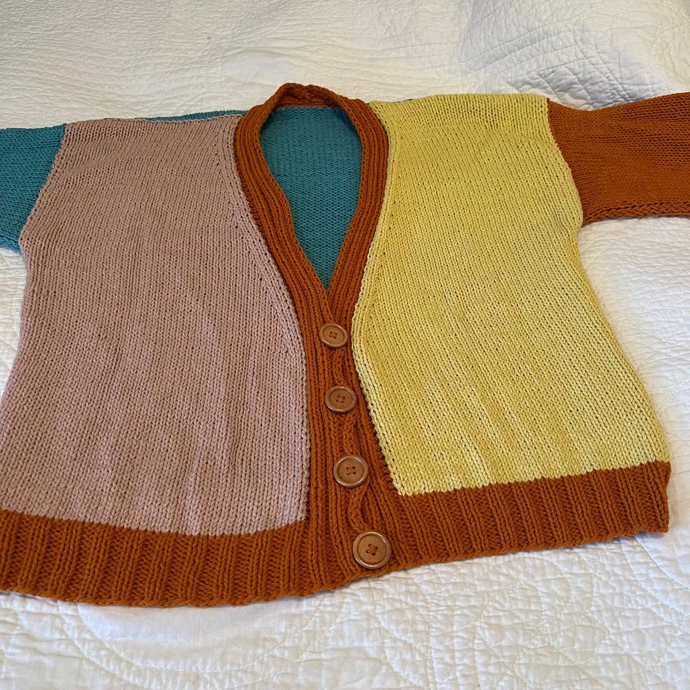 Handmade multi-color cardigan, Large, from Etsy